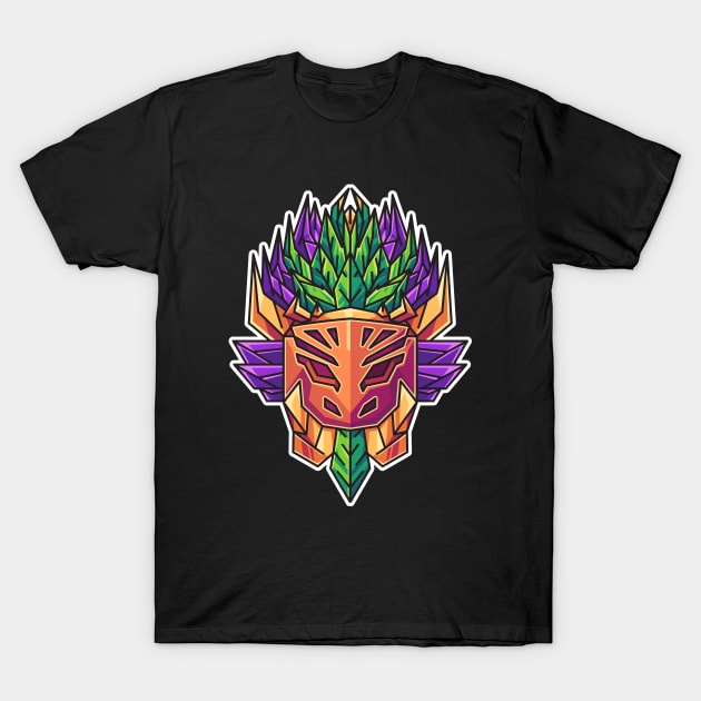 tribal illustration of demon mask T-Shirt by Dmonte